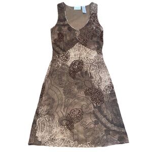 Villager Brown and Cream Paisley Midi Dress